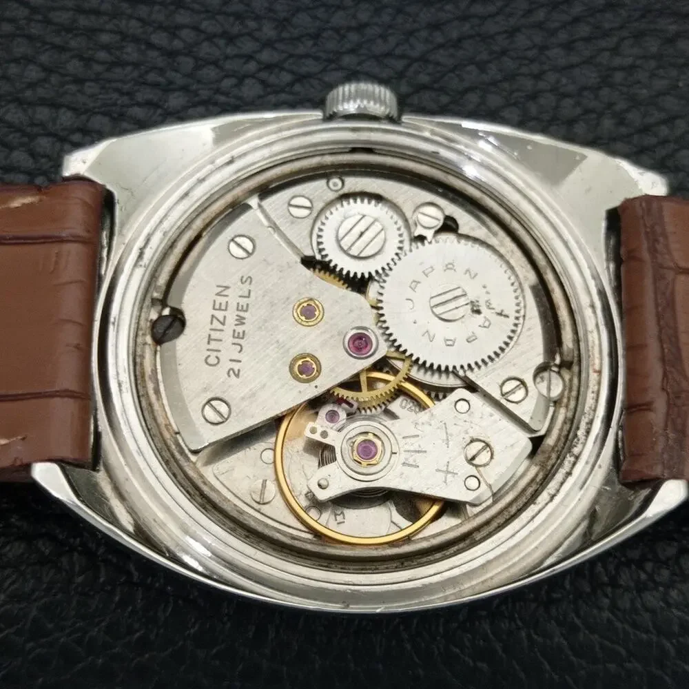 Vintage 1983 Citizen Manual Wound Mens Silver Watch & Silver accents
